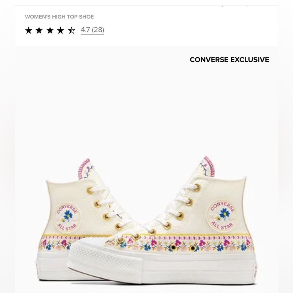 CHUCK TAYLOR ALL STAR LIFT FREE SPIRIT FLORALS
Men’s:7.5
Women’s:9.5
No RETURN.